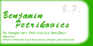 benjamin petrikovics business card